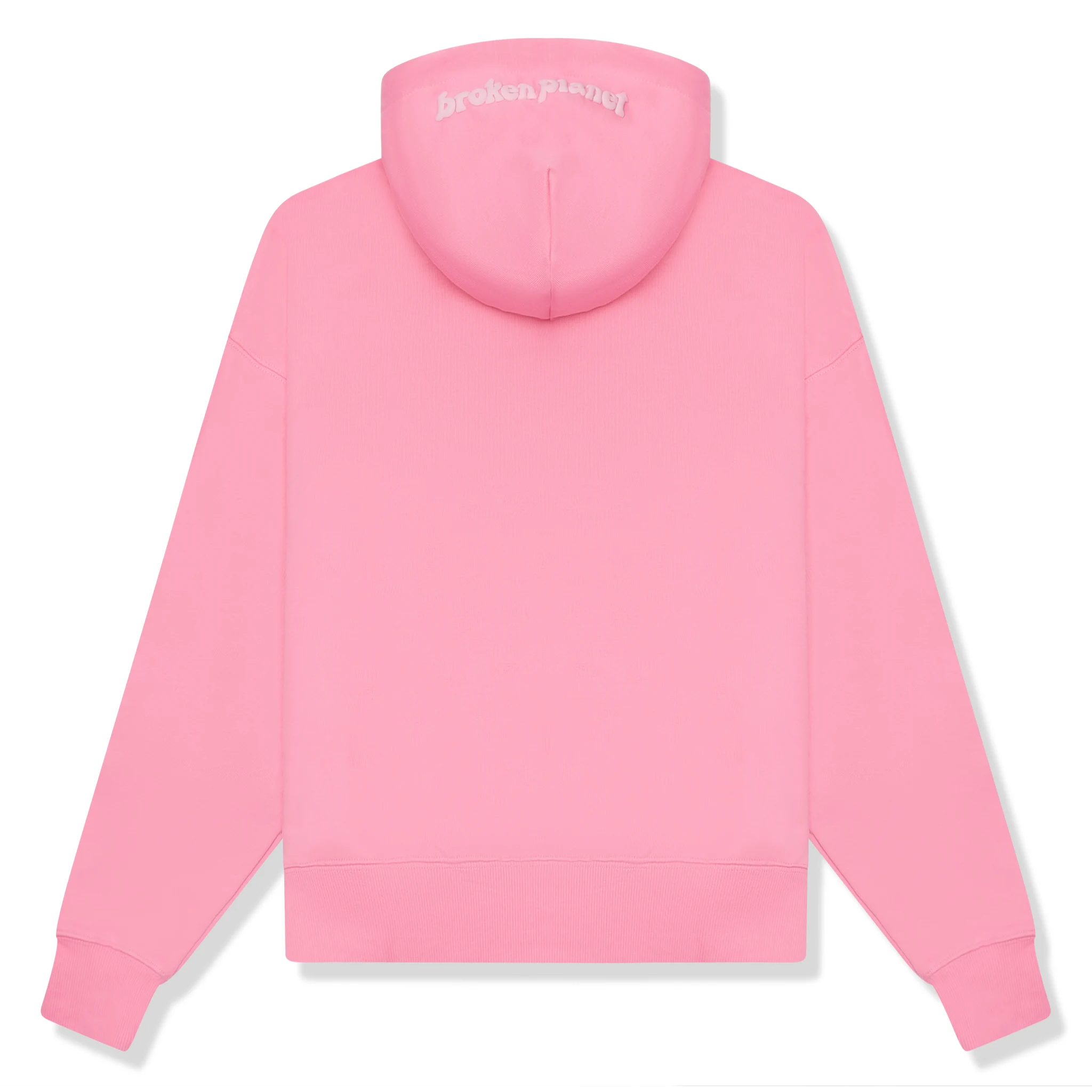 Back view of Broken Planet Candy Pink Zip-Up Hoodie